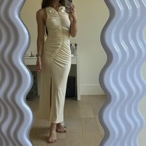 H&M Ruched Long Dress (Cream)